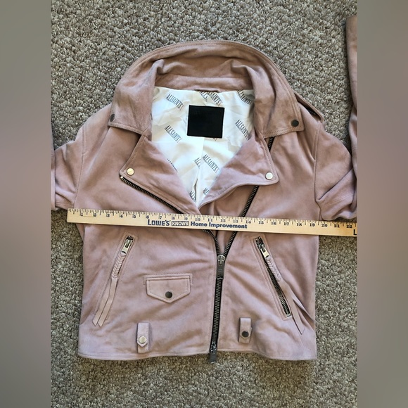 All Saints Leather Suede Dusty Rose Pink color Biker Jacket size M - Picture 9 of 15